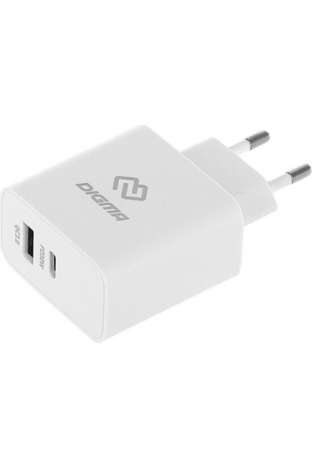 Сетевое зарядное устройство DIGMA DGW3D 30W 3A (PD+QC) USB-C/USB-A (DGW3D0F110WH) (белый) 