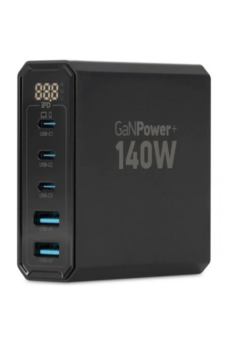 Сетевое зарядное устройство DIGMA Pro DPW10A 140W 5A (PD+QC) 3хUSB-C/2xUSB-A (черный) 