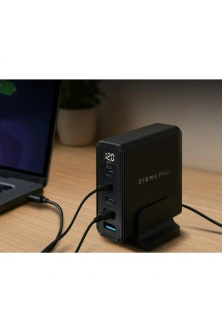 Сетевое зарядное устройство DIGMA Pro DPW10A 140W 5A (PD+QC) 3хUSB-C/2xUSB-A (черный) 1