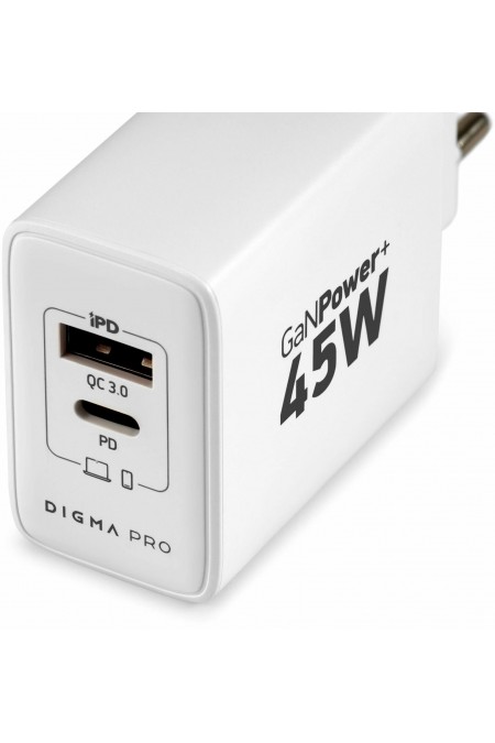 Сетевое зарядное устройство DIGMA Pro DPW4A 45W 3A (PD+QC) USB-C/USB-A универсальное (DPW4A5GX11WH) (белый) 6