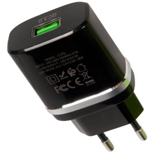 Сетевое зарядное устройство Hoco C12Q Smart QC3.0 Charger Set 18W (черный) 1