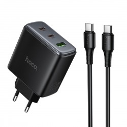 Сетевое зарядное устройство Hoco C160A 65Вт 3.25А QC3.0/PD 1xUSB 2xType-C (черный)