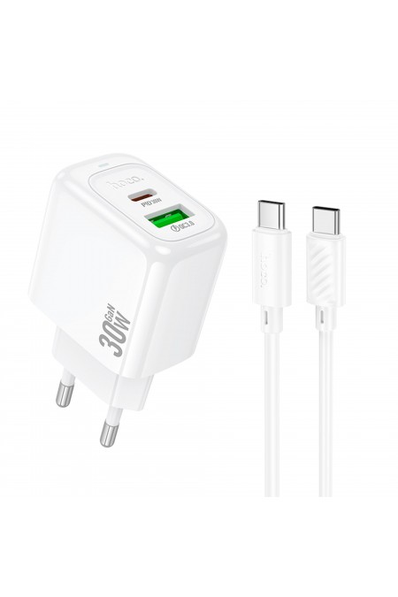Сетевое зарядное устройство Hoco CS55A 1USB+1Type-C 3.0A PD 30W+QC3.0 (белый) 