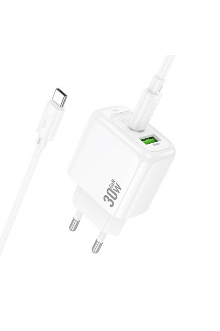Сетевое зарядное устройство Hoco CS55A 1USB+1Type-C 3.0A PD 30W+QC3.0 (белый) 4