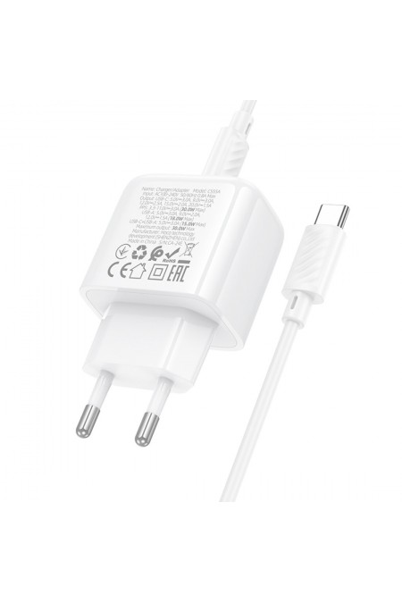 Сетевое зарядное устройство Hoco CS55A 1USB+1Type-C 3.0A PD 30W+QC3.0 (белый) 5