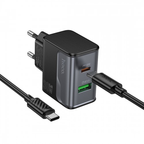Сетевое зарядное устройство Hoco CS73A 1USB+1 Type-C 3.0A PD 30W+QC3.0 (черный) 