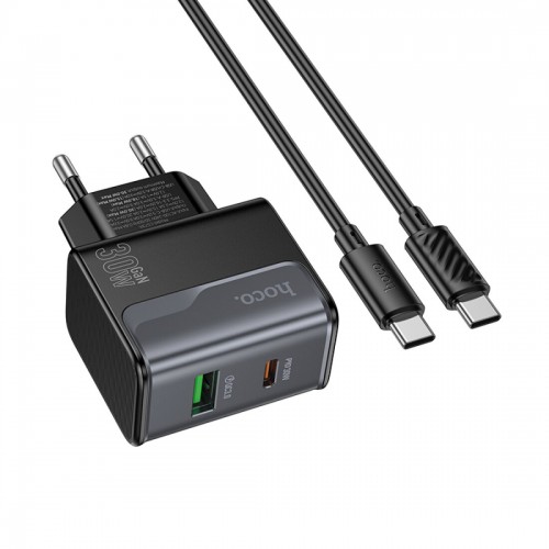 Сетевое зарядное устройство Hoco CS73A 1USB+1 Type-C 3.0A PD 30W+QC3.0 (черный) 1
