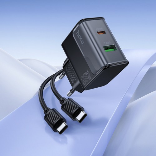 Сетевое зарядное устройство Hoco CS73A 1USB+1 Type-C 3.0A PD 30W+QC3.0 (черный) 3