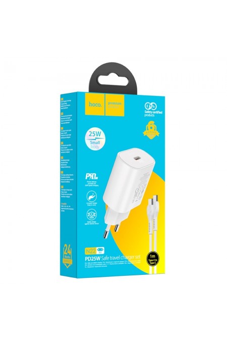 Сетевое зарядное устройство Hoco N22 25W (PD+QC+AFC) USB Type-C универсальное (белый) 9