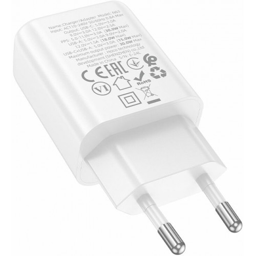 Сетевое зарядное устройство Hoco N63 3А QC3.0/PD 1xUSB 1xType-C (23071) (белый) 2