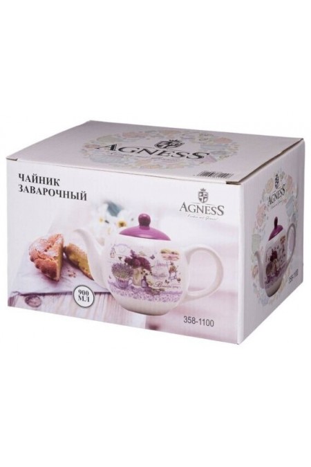 Чайник заварочный Agness 358-1100 0.9 л (лавандовая весна) 1