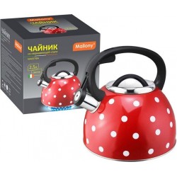 Чайник из нержавеющей стали Mallony Maestria 005176 (красный в белый горошек)