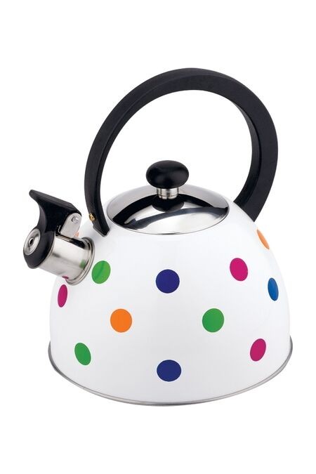 Чайник из нержавеющей стали Mallony MAL-0403 2.2 л (белый/цветной горошек) 1