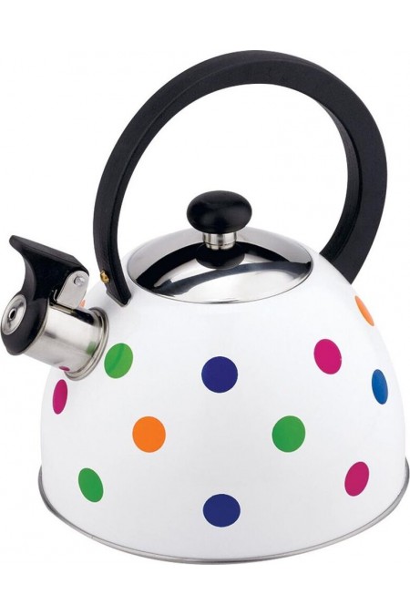 Чайник из нержавеющей стали Mallony MAL-0403 2.2 л (белый/цветной горошек) 2