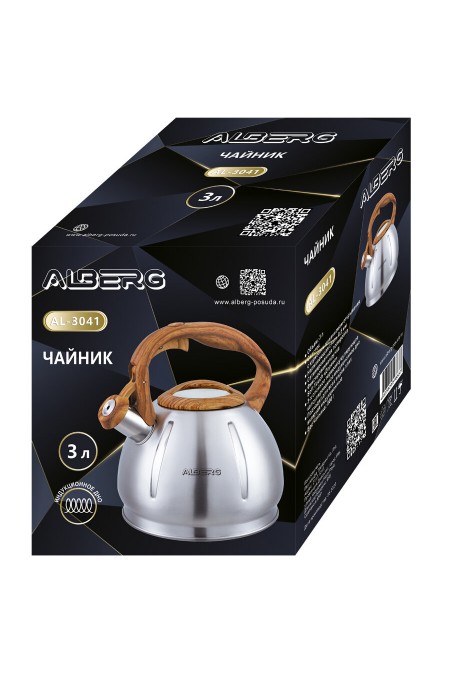 Чайник из нержавеющей стали Alberg AL-3041 3 л (серебристый) 1