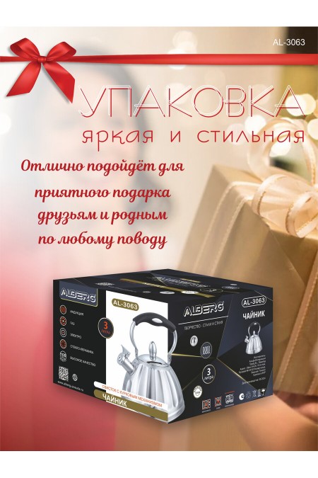 Чайник из нержавеющей стали Alberg AL-3063 3 л (серебристый) 4