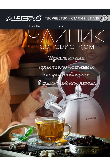 Чайник из нержавеющей стали Alberg AL-3064 3 л (серебристый) 4