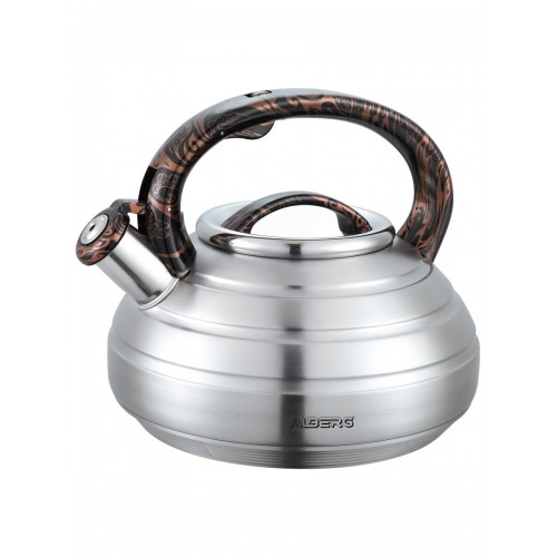 Чайник из нержавеющей стали Alberg AL-3065 3 л (серебристый/коричневый узор) 