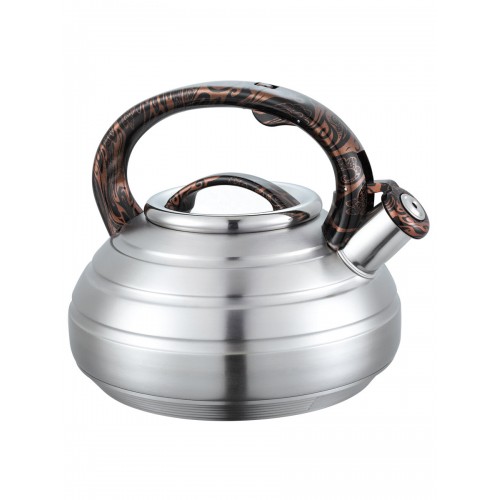 Чайник из нержавеющей стали Alberg AL-3065 3 л (серебристый/коричневый узор) 2