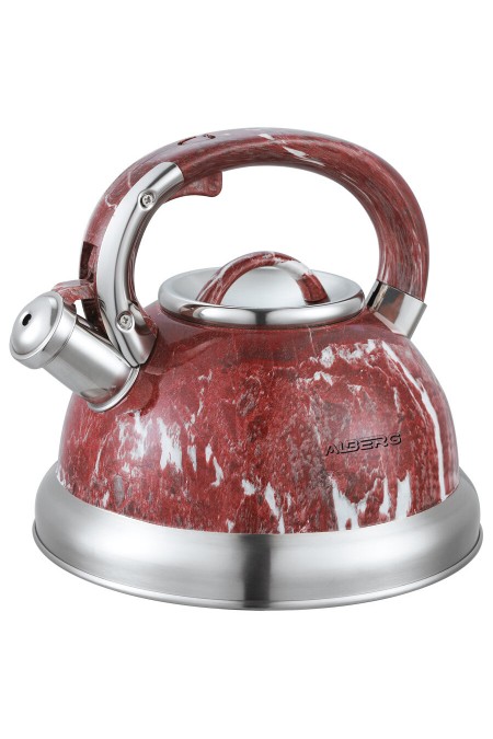 Чайник из нержавеющей стали Alberg AL-3071 3 л (бордовый/серебристый) 