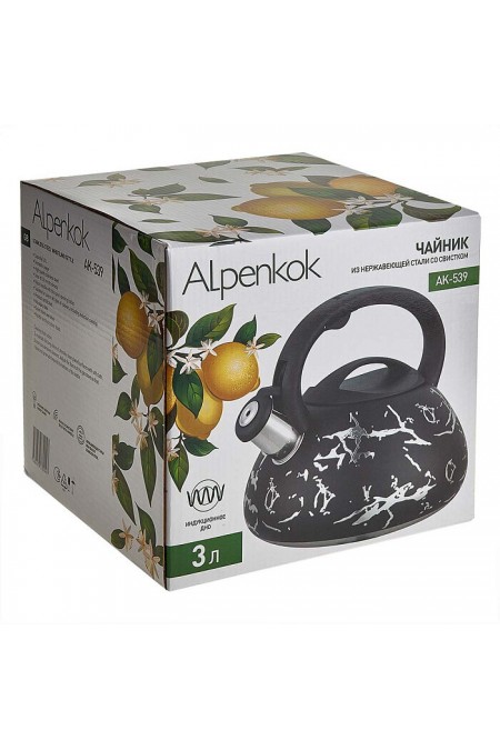 Чайник из нержавеющей стали Alpenkok AK-539 3 л (черный с серебром) 5