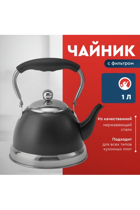 Чайник из нержавеющей стали Alpenkok AK-543 1 л (черный) 