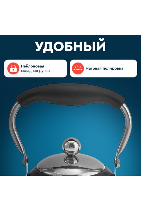 Чайник из нержавеющей стали Alpenkok AK-543 1 л (черный) 2