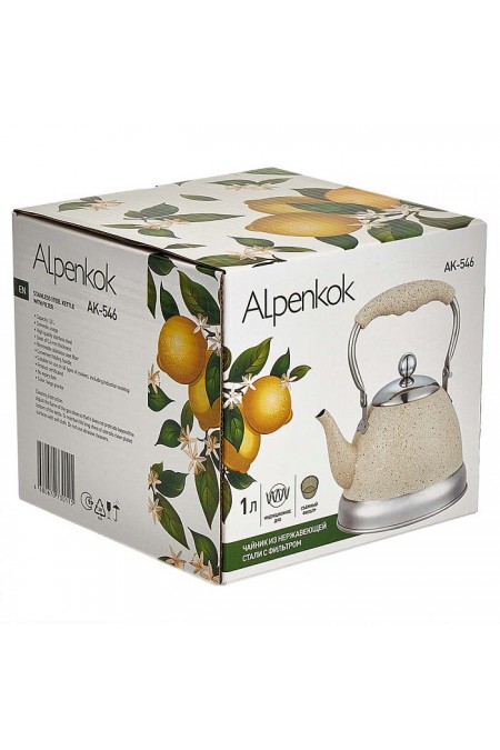 Чайник из нержавеющей стали Alpenkok AK-546 1 л (бежевый гранит) 5