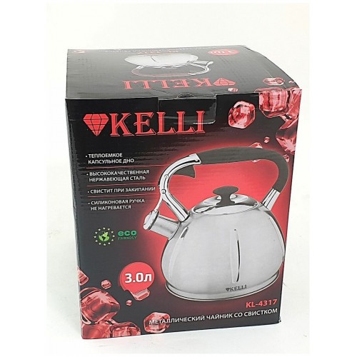 Чайник из нержавеющей стали Kelli KL-4317 3 л (серебристый) 2