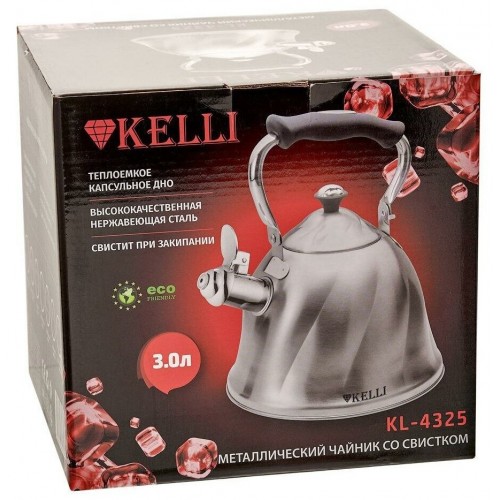 Чайник из нержавеющей стали Kelli KL-4325 3 л (серебристый) 2