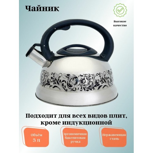 Чайник из нержавеющей стали Webber ВЕ-0520 3 л (серебристый) 2