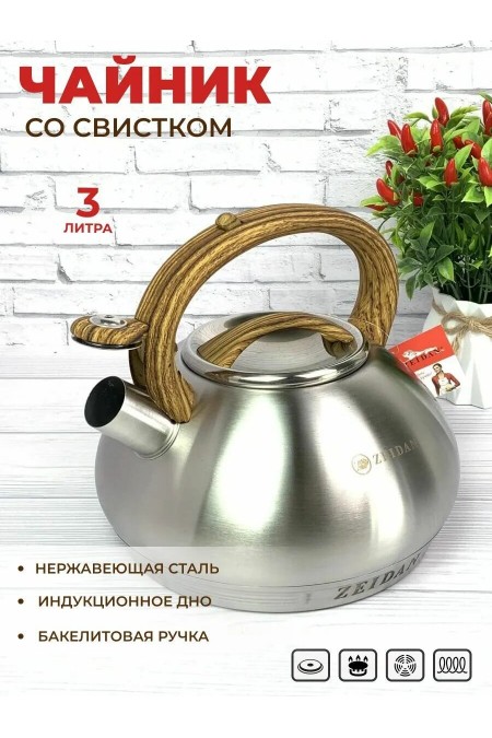 Чайник из нержавеющей стали Zeidan Z-4214 3 л (серебристый) 