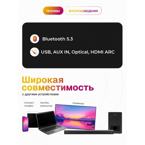 Саундбар ELTRONIC SOUNDBAR (20-15) 2.1 (черный) 1