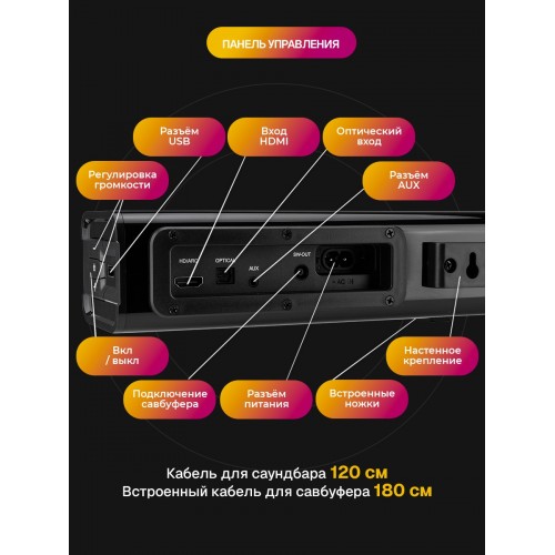 Саундбар ELTRONIC SOUNDBAR (20-15) 2.1 (черный) 2