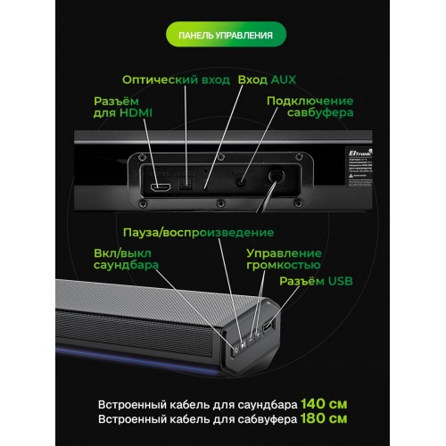Саундбар ELTRONIC SOUNDBAR (20-16) 2.1 (черный) 3