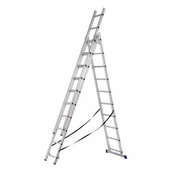 Лестница СИБРТЕХ 3 х 10 ступеней, алюминиевая, трехсекционная, 97820