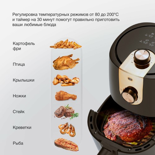 Аэрогриль Hyundai HYF-2057 (черный/золотой) 7