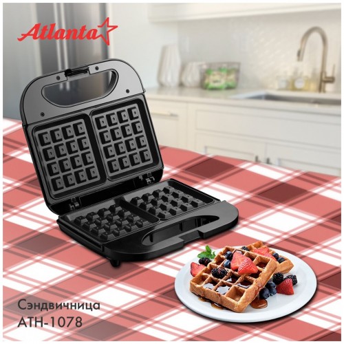 Вафельница Atlanta ATH-1078 (черный) 8