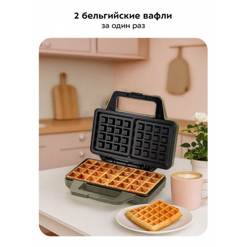 Вафельница Kitfort КТ-3650 (зеленый/серебристый) 3