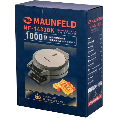 Вафельница MAUNFELD MF-1433BK (черный/серебристый) 7