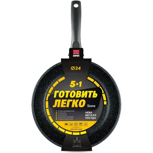 Сковорода НЕВА МЕТАЛЛ ПОСУДА 24 " Готовить легко" GL2124 24 см (серый) 1