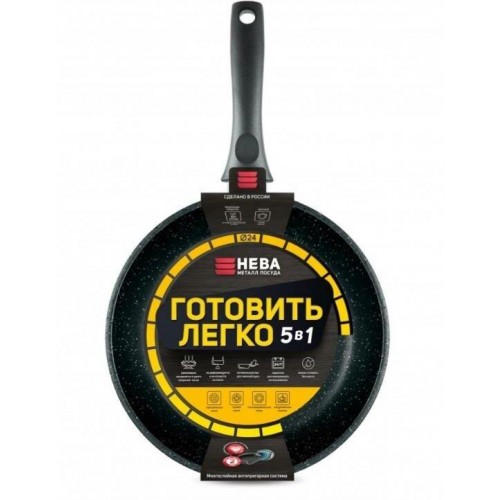 Сковорода НЕВА МЕТАЛЛ ПОСУДА 24 " Готовить легко" GL2124 24 см (серый) 5