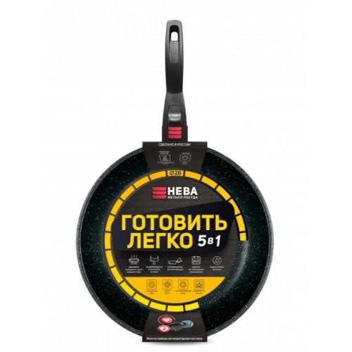 Сковорода НЕВА МЕТАЛЛ ПОСУДА " Готовить легко" GL2028 съемная ручка 28 см (серый) 
