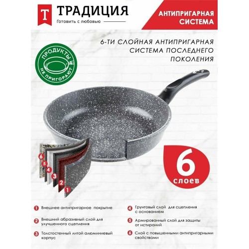 Сковорода Традиция ТМ2261 26 см (мрамор) 5