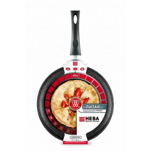 Сковорода блинная НЕВА МЕТАЛЛ ПОСУДА L186224i 24 см (черный) 7