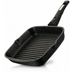 Сковорода-гриль Мечта Гранит star с68803 с несъемной ручкой и стеклянной крышкой 28 см (черный)