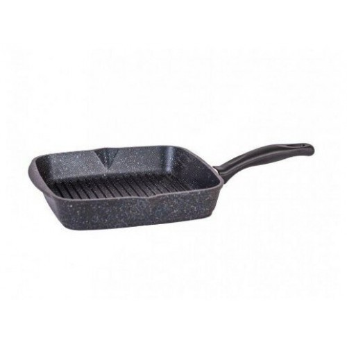 Сковорода-гриль Мечта Гранит star с68803 с несъемной ручкой и стеклянной крышкой 28 см (черный) 2