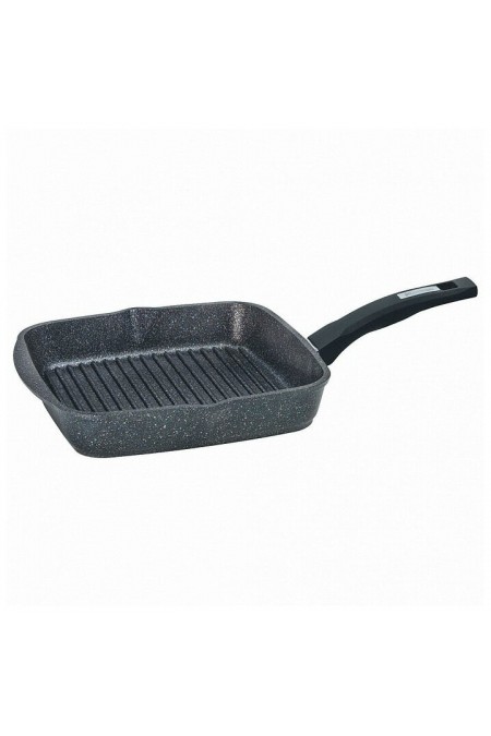 Сковорода-гриль Мечта Гранит star с68803 с несъемной ручкой и стеклянной крышкой 28 см (черный) 3