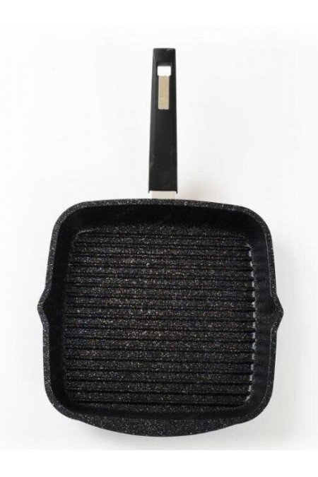 Сковорода-гриль Мечта Гранит star с68803 с несъемной ручкой и стеклянной крышкой 28 см (черный) 4