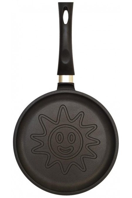 Сковорода блинная НЕВА МЕТАЛЛ ПОСУДА Весёлая Солнце 24 см (черный) 2